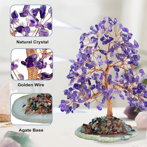 Tizzomx Amethyst Crystal Healing Chakra Tree of Life, Sister Women Birthday Spiritual Gifts Positive Energy & Good Luck, Bonsai 