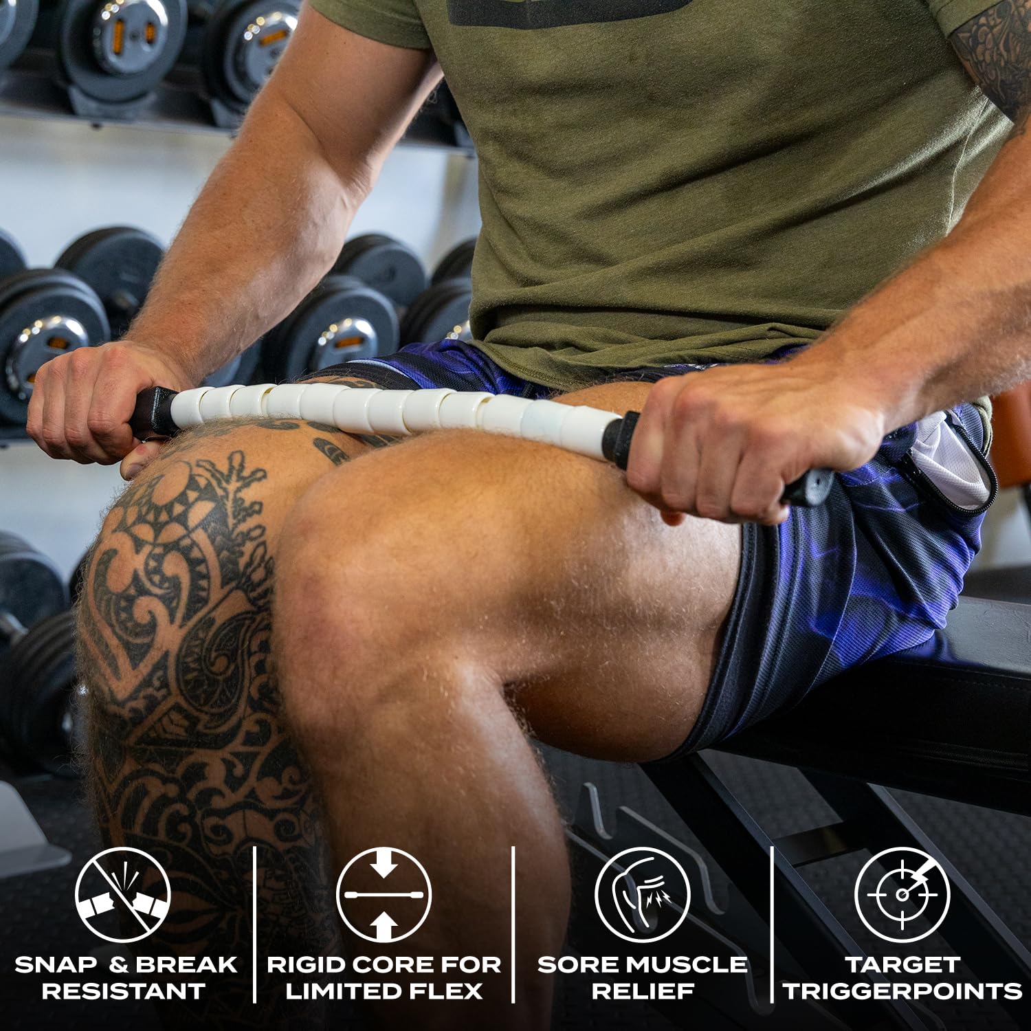 Nine 4 Nine Massage Stick - A Handheld Spindle Massage Stick - Full Body Muscle Recovery & Myofascial Release (24 Massage Pin (S