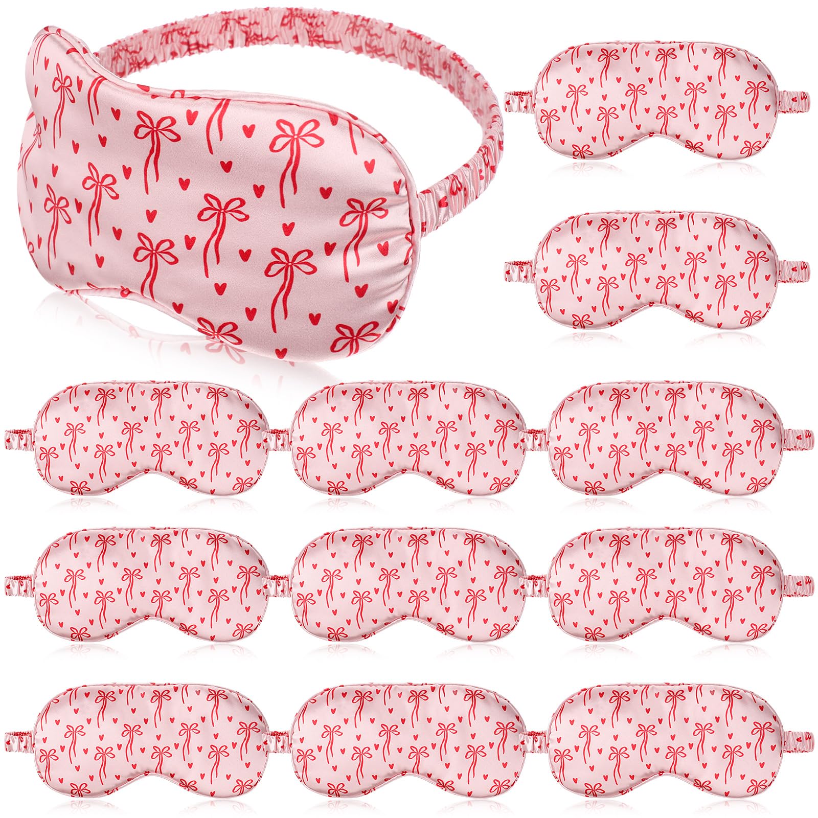Honeydak 12 Pcs Silk Sleep Masks for Women Girls Bow Party Favors Adjustable Eye Masks for Birthday Sleepover Spa Sweet 16 Party