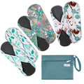 7pcs Set 1 pc Mini Wet Bag +6pcs Absorbent Reusable Sanitary Pads/Washable Cloth Menstrual Pads(Summer,S)