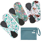 7pcs Set 1 pc Mini Wet Bag +6pcs Absorbent Reusable Sanitary Pads/Washable Cloth Menstrual Pads(Summer,S)