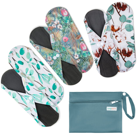 7pcs Set 1 pc Mini Wet Bag +6pcs Absorbent Reusable Sanitary Pads/Washable Cloth Menstrual Pads(Summer,S)