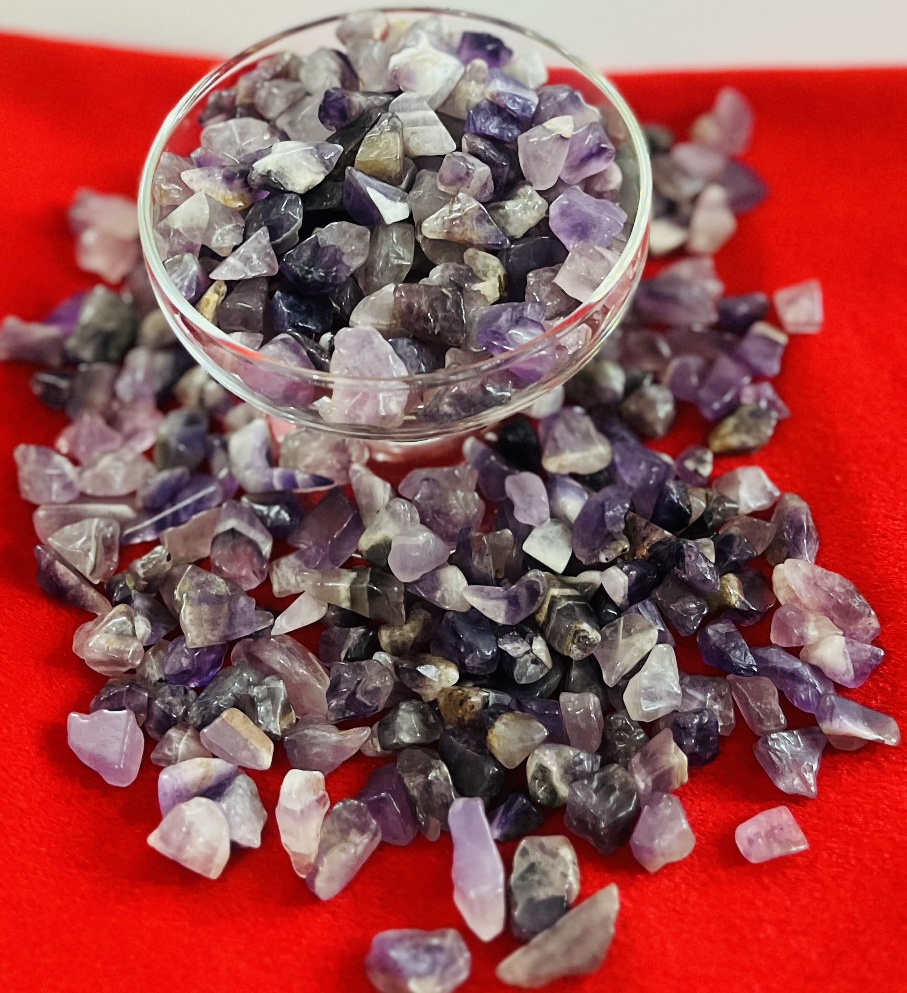 Indian Consigners Natural Crushed Polished Tumbled Gem Stone Chips, Decoration & Healing Crystals (Amethyst)