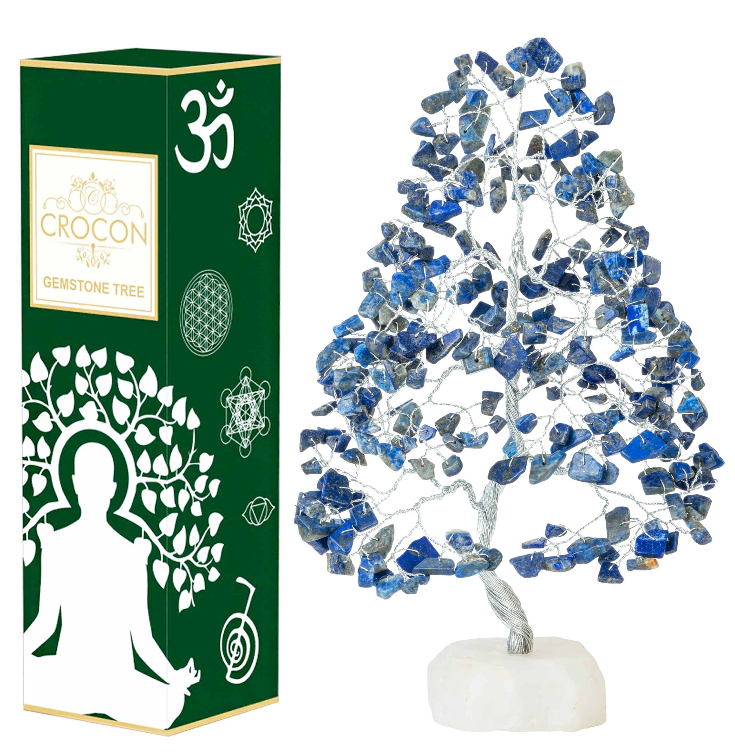Lapis Lazuli Crystal Tree of Life - Chakra Tree of Life, Natural Quartz Base, Handmade Gemstone Tree, Feng Shui Tree, Crystal De