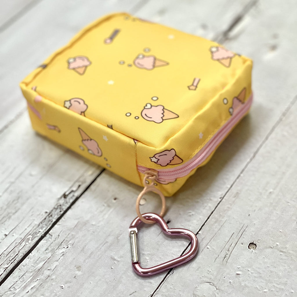 Adorable Pink Peri - Reusable Sanitary Napkin Pads Storage Bag Portable for Women Girls | Made of Nylon + Water Resistance | Zer