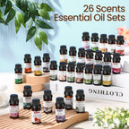 Nuanchu 26 Pcs Essential Oils Set 10ml Fragrance Oil Aromatherapy Kit for Diffuser Humidifier Aromatherapy-Oils for Candle Bath