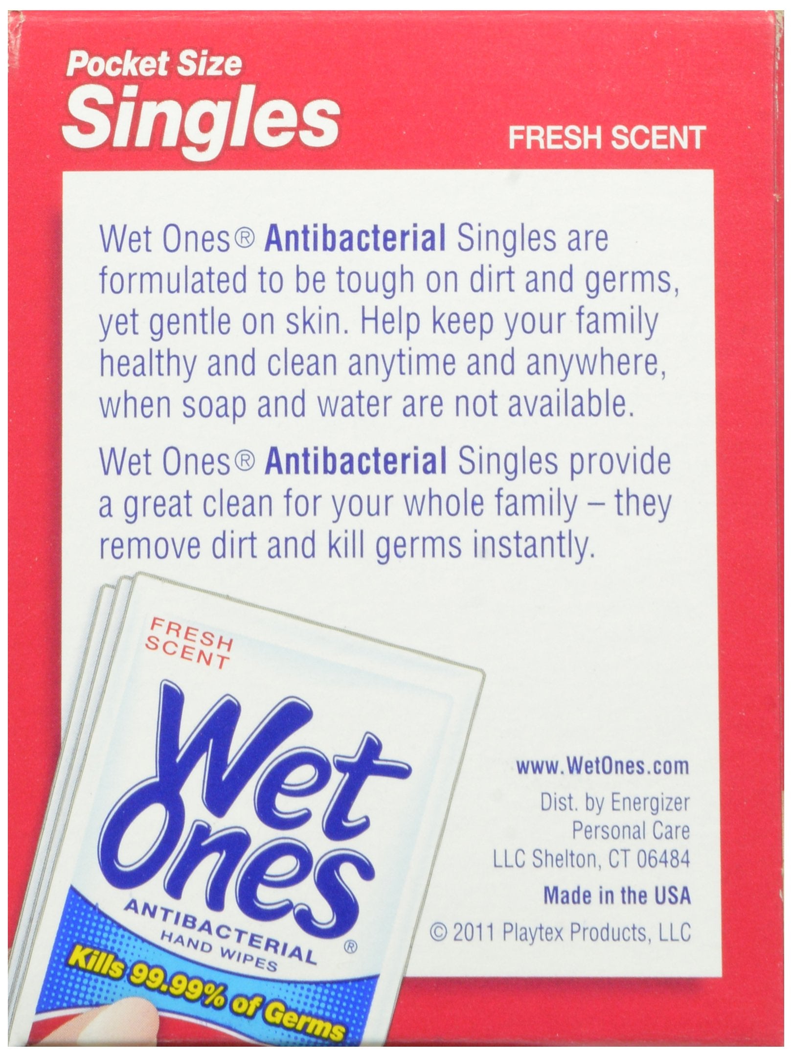 Wet Ones Antibacterial Hand and Face Wipes Singles, 24 Count (Pack of 5)