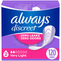 Always Discreet Adult Incontinence & Postpartum Liners for Women, Size 2, Very Light Absorbency, Regular Length, 120 Count (Pack