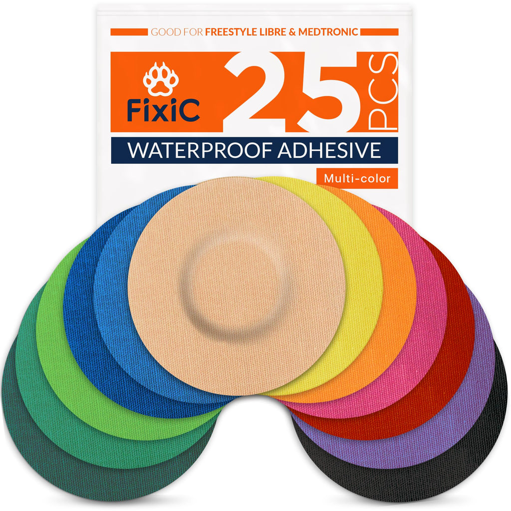Fixi? Sensor Covers 25 Pack 3 1/2 - Perfect Freestyle Adhesive Bandages for Libre 1, 2, 3 & Plus - G7 & Stelo - Guardian - Water