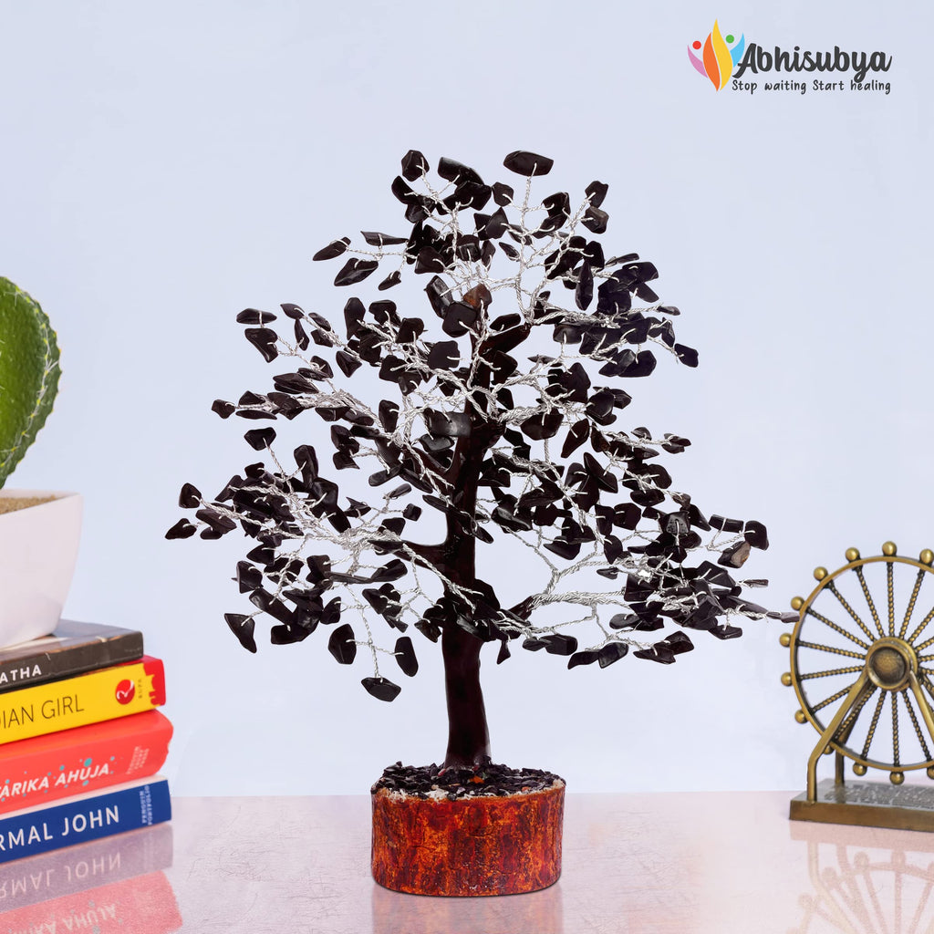 ABHISUBYA Black Tourmaline Crystals - Bonsai Tree - Chakra Decor - Crystals and Stones - Crystal Tree - Crystal Home Decor - Cha