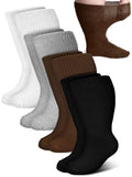 Bunnycool 4 Pairs Extra Wide Socks Swollen 30 Lymphedema Bariatric Socks Non Binding Loose Fit(10-13,Light Color)
