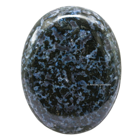 Indigo Gabbro Jasper Palm Stone - Hot Massage Worry Stone for Natural Body Chakra Balancing, Reiki Healing and Crystal Grid