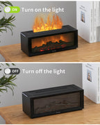 Flame Fireplace Diffuser Ultrasonic Essential with Remote Oil Aromatherapy 150ML Cool Mist Humidifier with Multiple Mist Mode, T