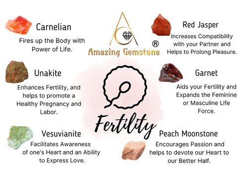 Crystals for Fertility Manifestation, Set of 6 Carnelian, Unakite, Peach Moonstone, Garnet, Red Jasper and Vesuvianite Healing C