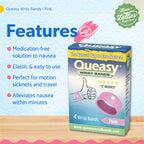 Three Lollies Queasy Wrist Bands - Natural Non-Drowsy Nausea Relief & Sickness Prevention - Travel & Motion Sickness - Relief fr