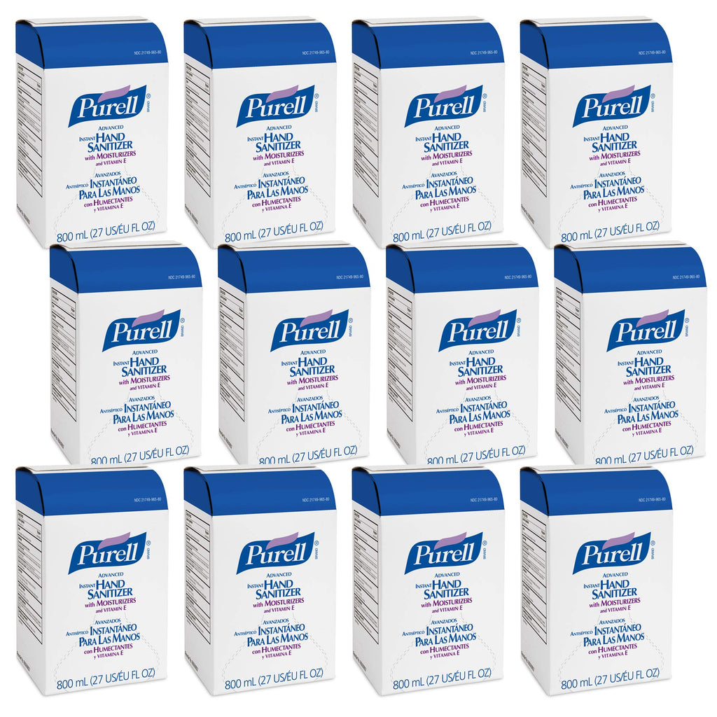 PURELL Advanced Hand Sanitizer Gel, 800 mL Hand Sanitizer Gel Refill for GOJO 800 Series Bag-in-Box Push-Style Dispenser (Pack o