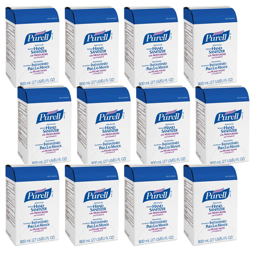 PURELL Advanced Hand Sanitizer Gel, 800 mL Hand Sanitizer Gel Refill for GOJO 800 Series Bag-in-Box Push-Style Dispenser (Pack o