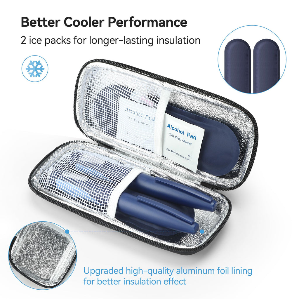 Gelozid Insulin Cooler Travel Case Diabetic Medication Insulated Cool Organizer with 2 Reusable Ice Packs for Insulin Pen and Ot