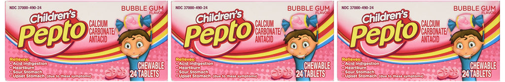 Pepto-bismol Childrens Pepto, Bubble Gum Flavor Chewable Tablet, 24-Count Units (Pack of 3)