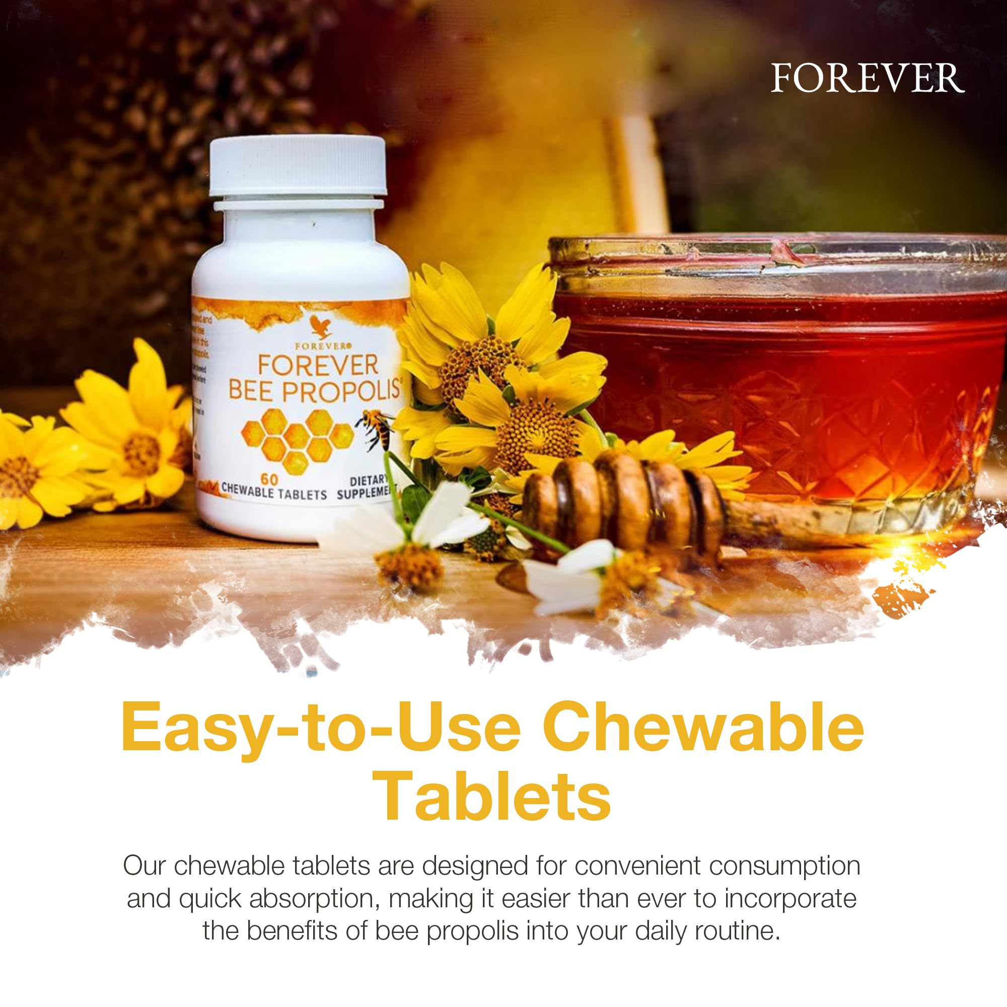 Forever Living - Bee Propolis Chewable Tablets - Immune Support with Bee Propolis and Flavonoids - 60 Tablets