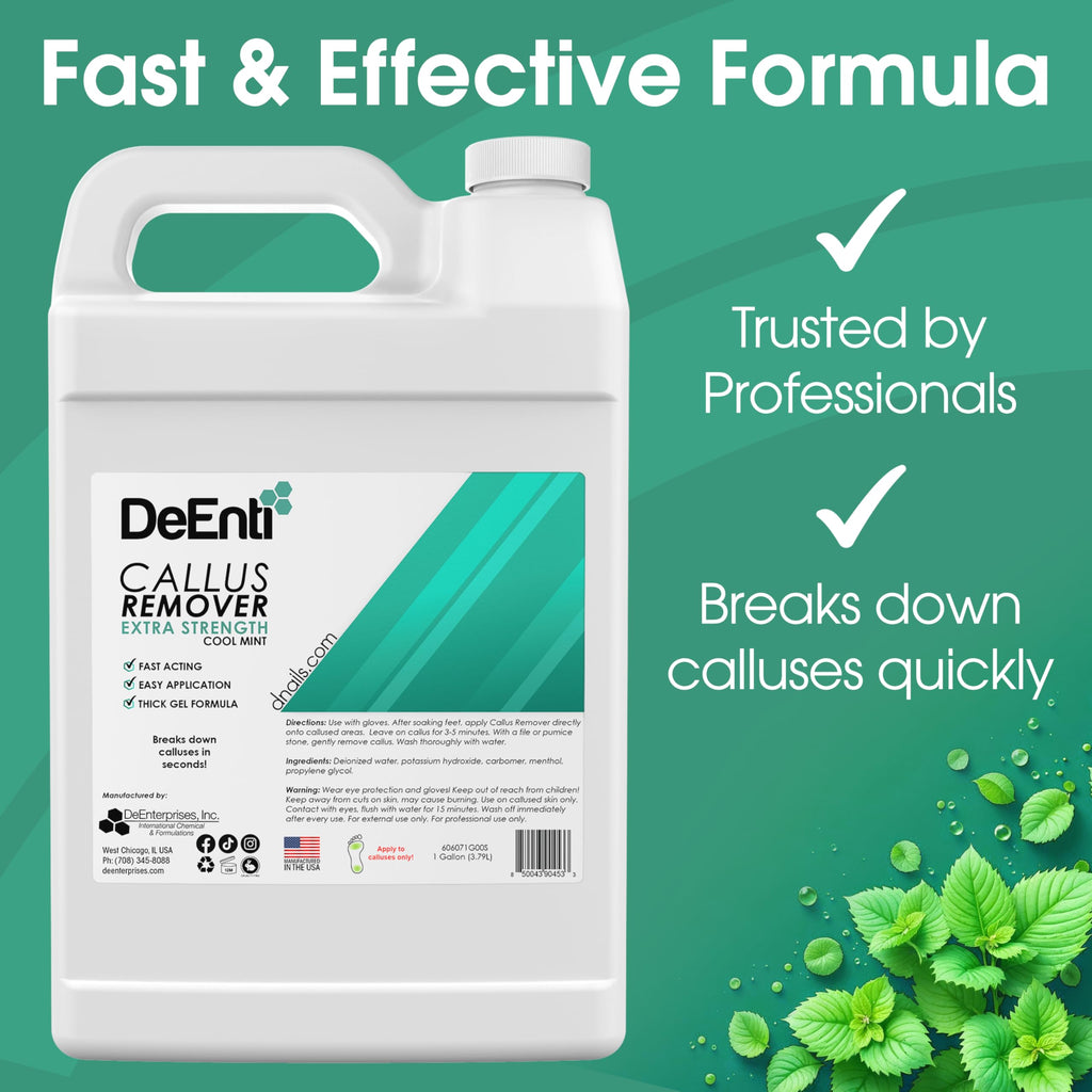 DeEnti Callus Remover for Feet, Extra Strength Foot Callus Remover Gel, 128oz Gallon Salon Grade Bulk Pedicure Supplies for Dry
