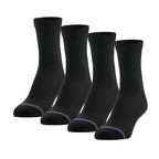 MediPEDS Quarter Socks with Non-Binding Top and Cushion, Multipairs, Black (4-Pairs), Shoe Size: Men's 7-12 Women's 10-13