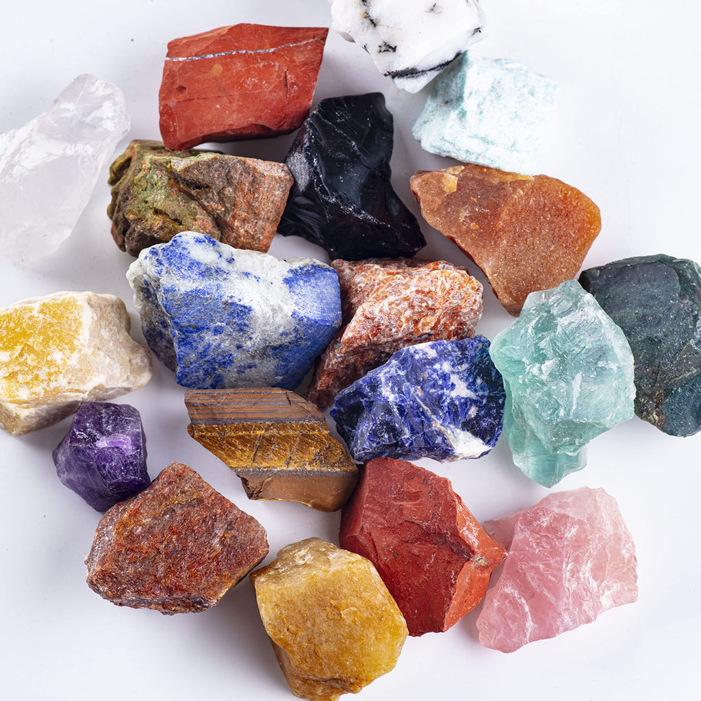 UFEEL 1 LB Bulk Rough Madagascar Stones Mix Natural Raw Crystal Stones for Tumbling Fountain Rocks Decoration Polishing Wire Wra