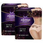 Always Discreet Boutique Incontinence & Postpartum Incontinence Underwear for Women, Peach, Small/Medium, 20 Count, Maximum Prot