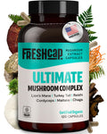 FreshCap Ultimate Mushroom Complex - Ayurveda Lions Mane, Reishi, Cordyceps, Chaga, Turkey Tail, Maitake - Immune Support & Noot
