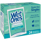WET ONES Sensitive Skin Hand Wipes, Singles Extra Gentle Fragrance & Alcohol Free 24 ea ( Pack of 3)