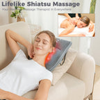 Brelley Shiatsu Neck and Back Massager with Heat, Deep Tissue Kneading Massage Pillow, Electric Massagers with Bi-Directional Ro