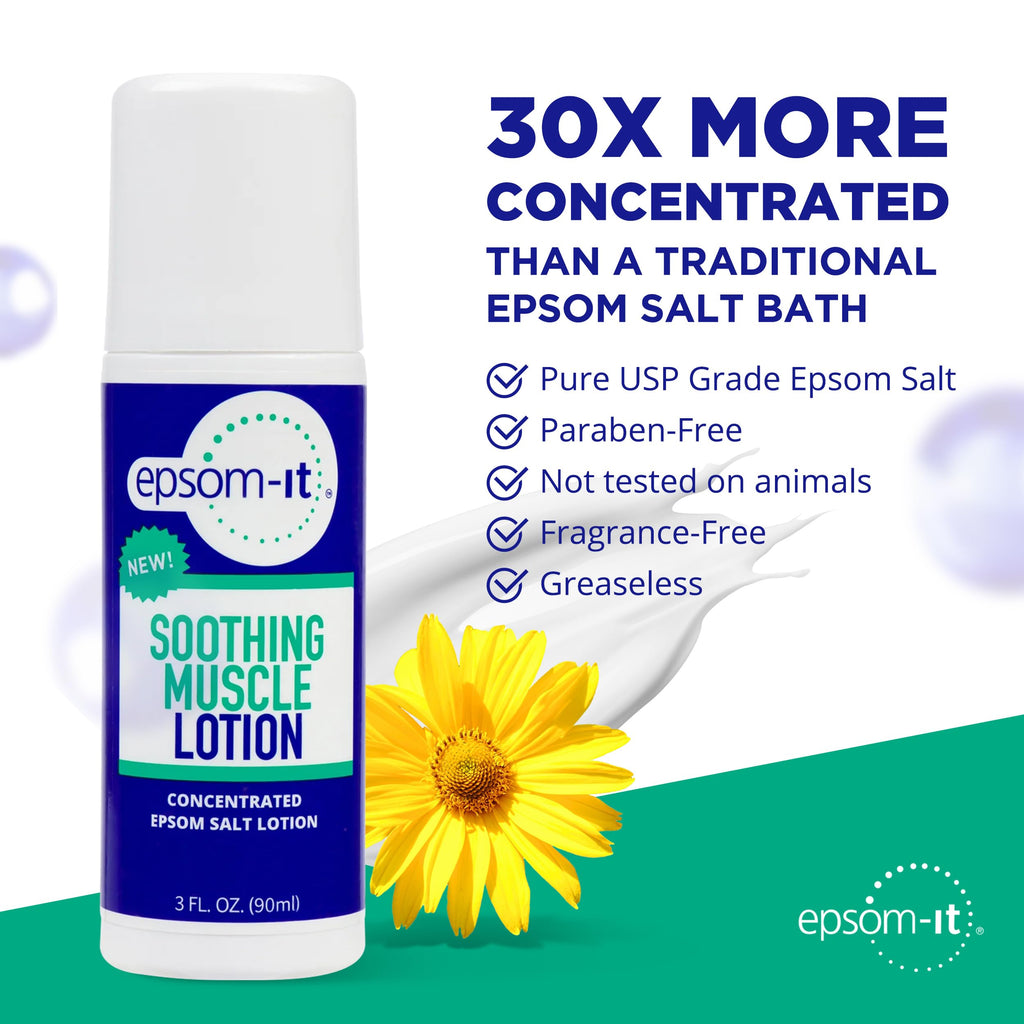EPSOM-IT Soothing Muscle Lotion - Roll On Epsom Salt Lotion with Arnica for Muscle Aches and Stiffness, Leg, Knees and Feet Disc