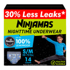 Ninjamas Boys Bedwetting Nighttime Underwear Boys - Size S/M (38-70 lbs), 14 Count, Overnight Protection, Ultra Absorbent, Hypoa