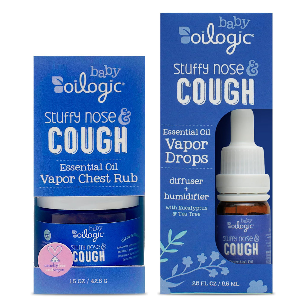 Oilogic Stuffy Nose & Cough Baby Essentials - Baby Humidifier Vapor Drops for Diffuser & Humidifier & Chest Vapor Rub - Gentle E