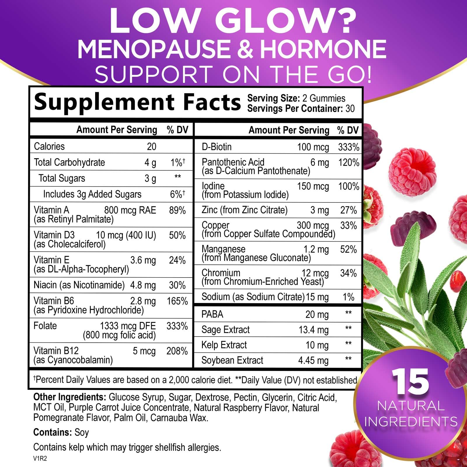 Menopause Supplements for Women - Multi Benefit Menopause Relief Vitamin Gummy for Mild Hot Flashes, Nights Sweats & Energy, Nat