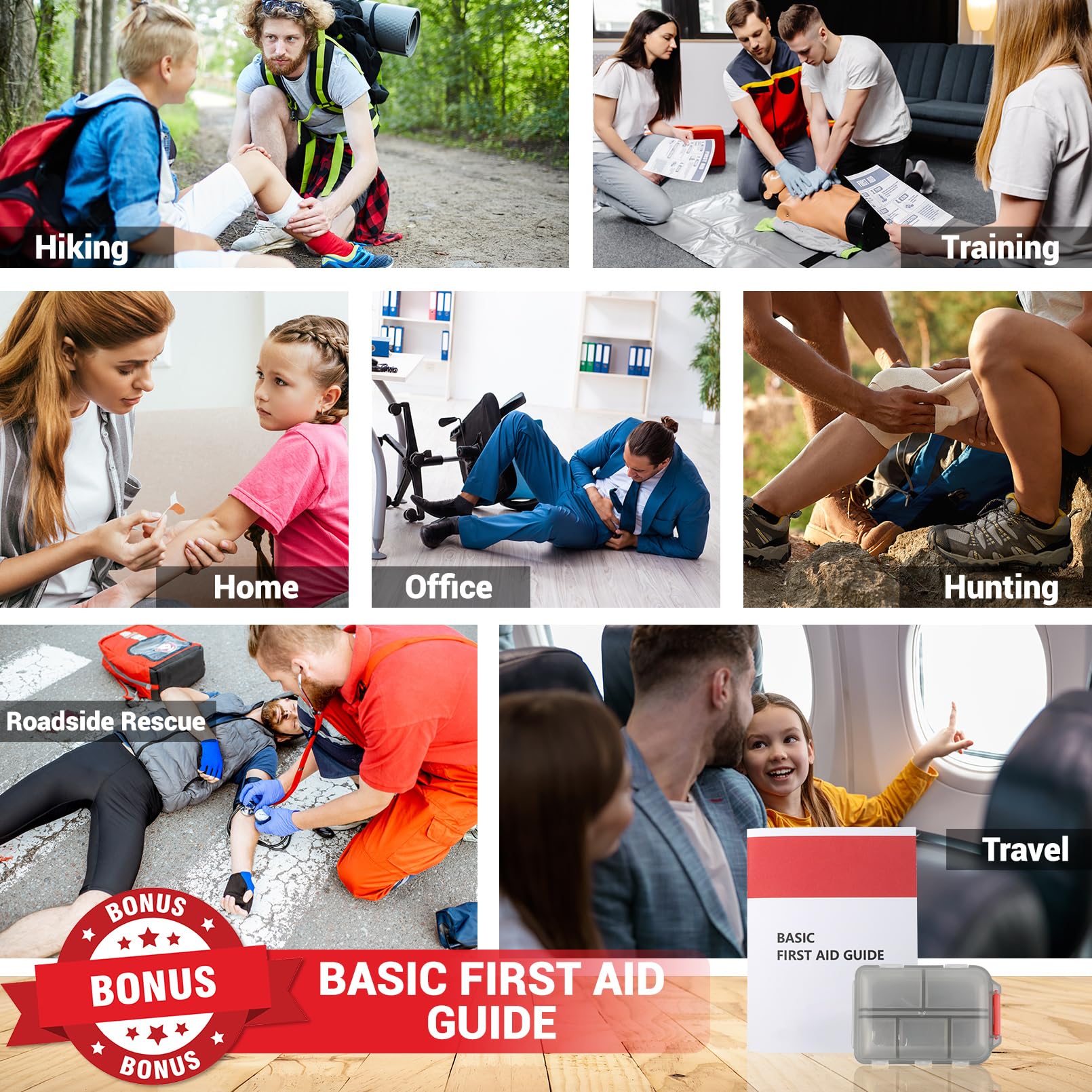 Heltrek First Aid Kits for Home with Labeled Pockets, 450 Piece Well-organized Large Trauma Medical Kit, Travel, Sports, Busines