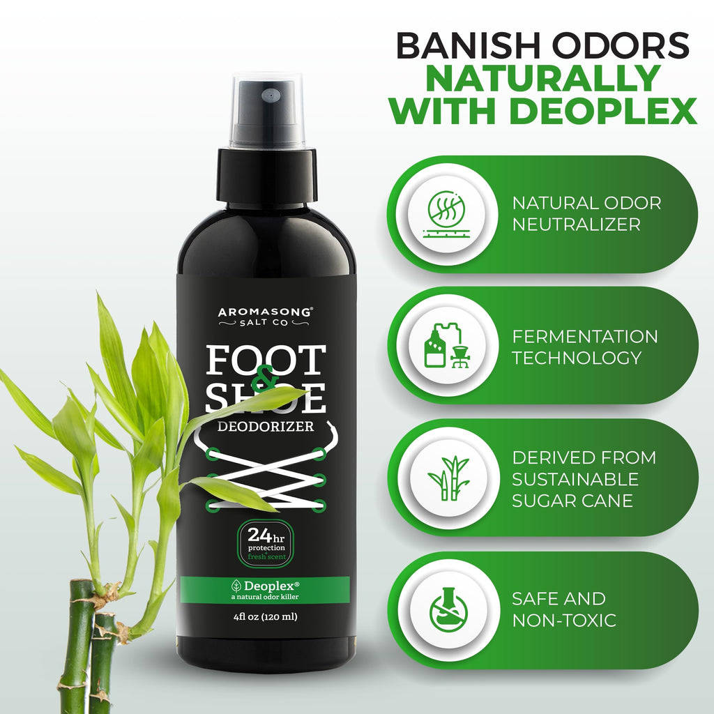 Aromasong Natural Shoe Deodorizer and Foot Spray - 24-Hour Freshness Foot Odor Eliminator for Feet - Extra Strength Fresher for