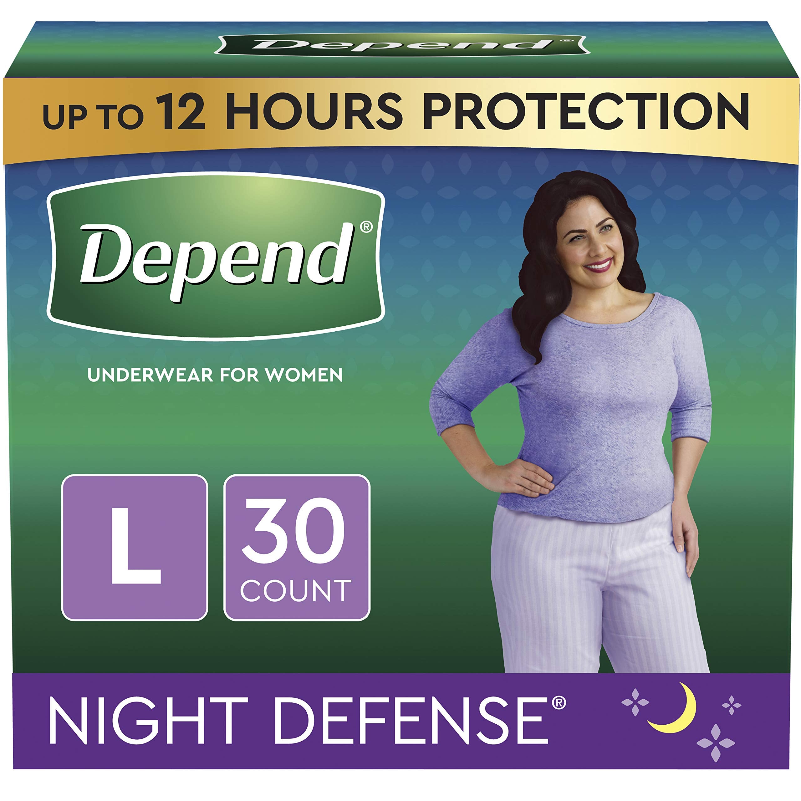 Depend Night Defense Incontinence Underwear for Women, Disposable, Overnight, Large, Blush, 30 Count (Packaging May Vary)