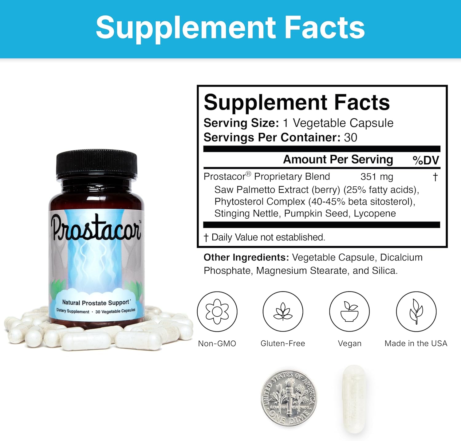 Natural Prostate Support Supplement Non-GMO Vegan Gluten Free