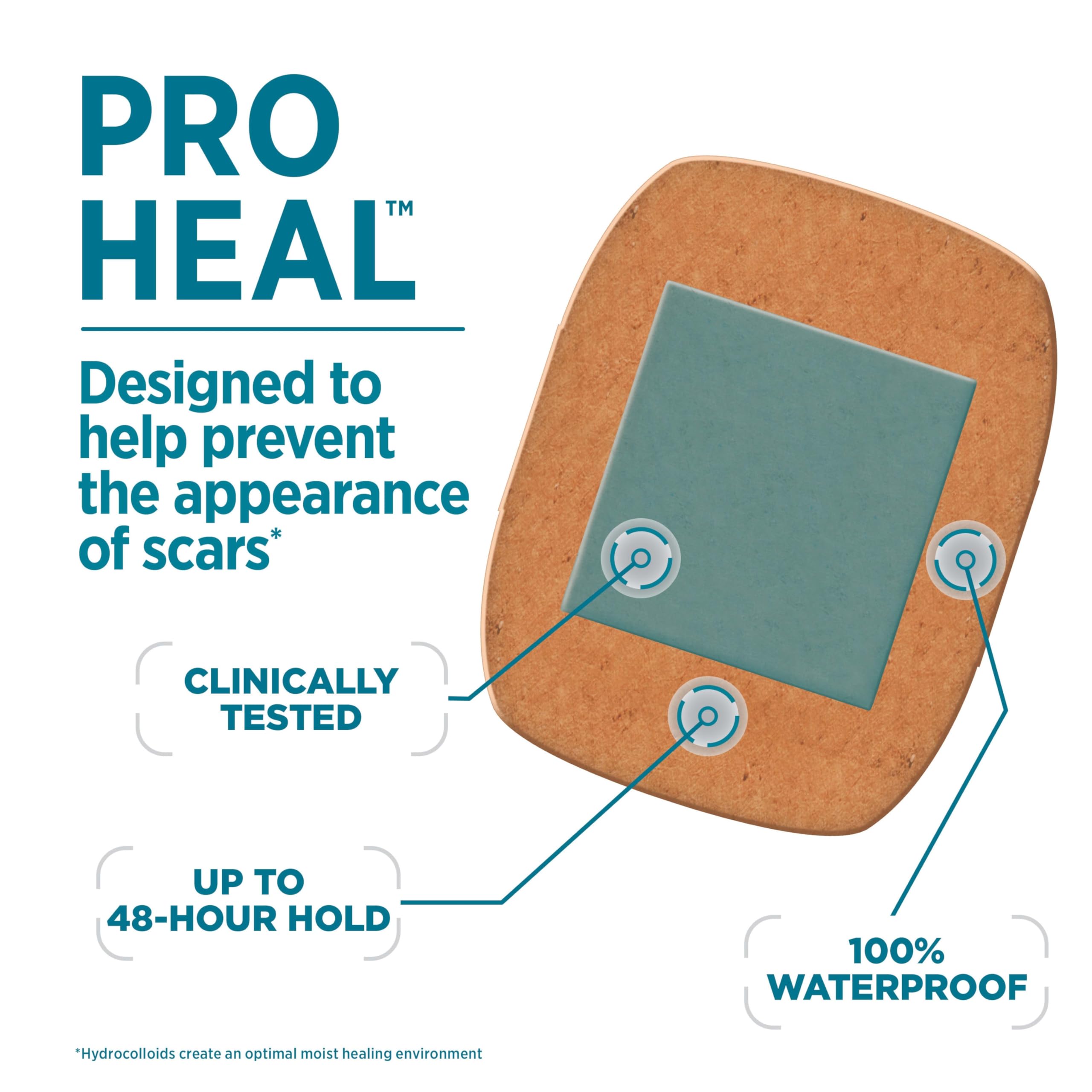 Band-Aid Brand Pro Heal Adhesive Bandages with Hydrocolloid Gel Pads, Extra Large Clinically Tested Waterproof Bandages for Bett