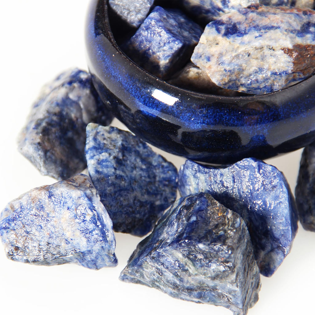 1.1lb Bulk Raw Sodalite Crystal Rough Crystal-Natural Sodalite Raw Stones Crystal for Tumbling, Cabbing, Fountain Rocks, Decorat