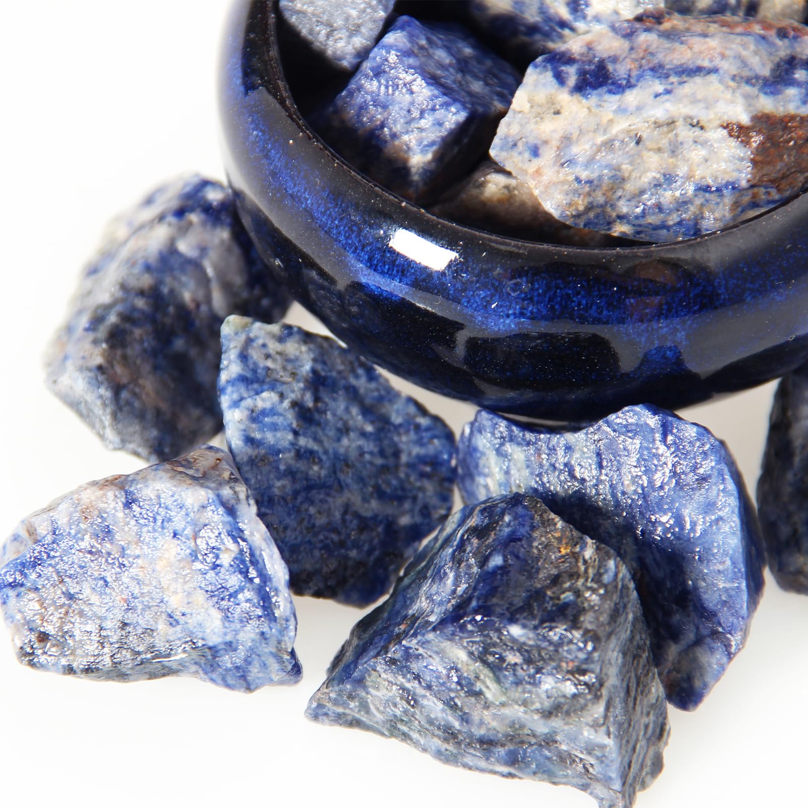 1.1lb Bulk Raw Sodalite Crystal Rough Crystal-Natural Sodalite Raw Stones Crystal for Tumbling, Cabbing, Fountain Rocks, Decorat