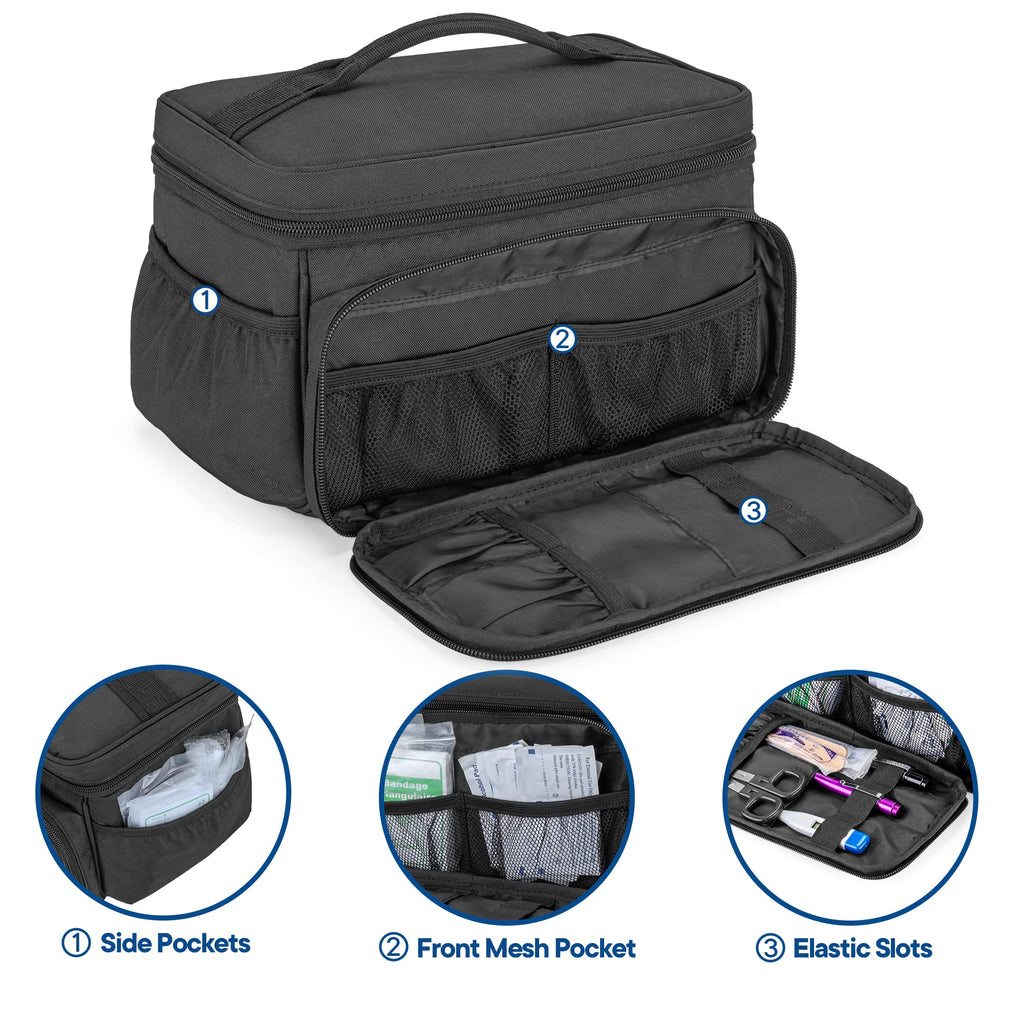 Damero Small Medicine Storage Bag Empty, Emergency Trauma Kit Organizer Bag Family First Aid Box for Hiking, Camping and Home -