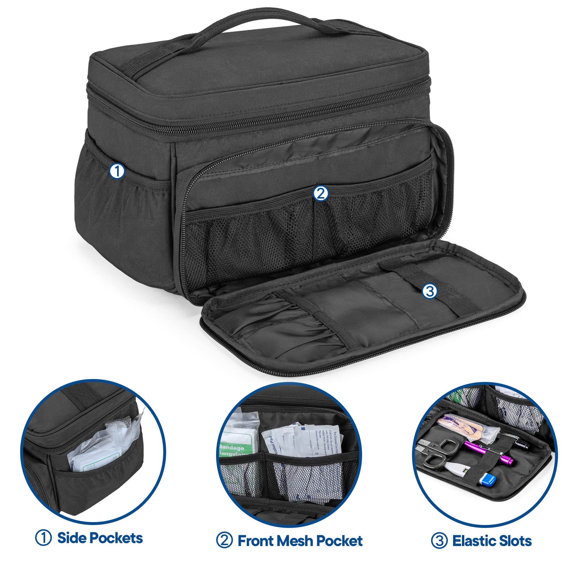 Damero Small Medicine Storage Bag Empty, Emergency Trauma Kit Organizer Bag Family First Aid Box for Hiking, Camping and Home -