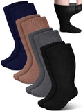 Bunnycool 4 Pairs Extra Wide Socks Swollen 30 Lymphedema Bariatric Socks Non Binding Loose Fit(9-11,Dark Blue,Gray,Black,Beige)