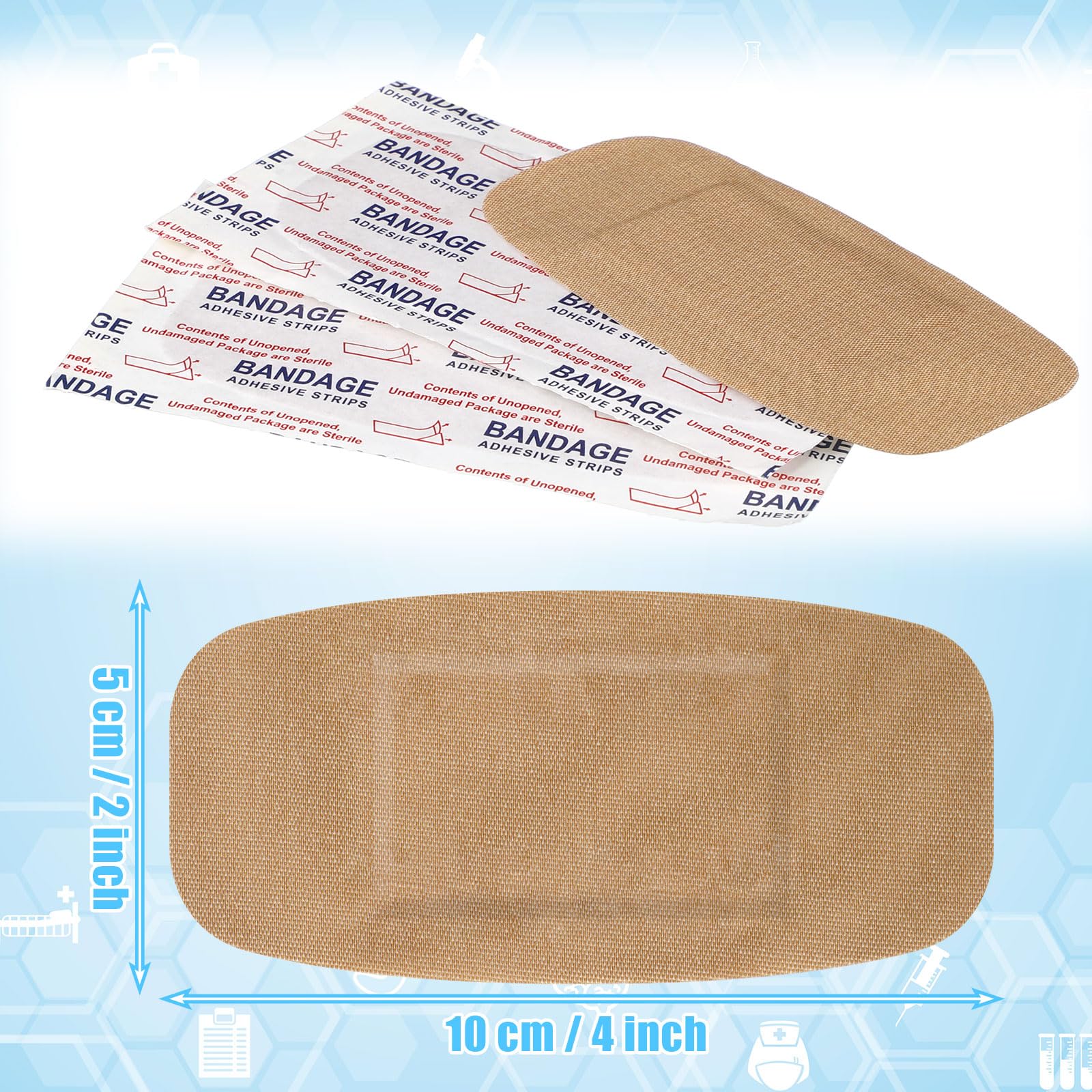 Sinmoe 800 Pcs Large Bandages Bulk Big Flexible Adhesive Wound Care Fabric Bandages for Care and Protect Wounds, 2 x 4 Inch