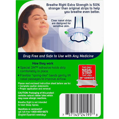 Breathe Right Nasal Strips Extra Clear for Sensitive Skin, 26 Count