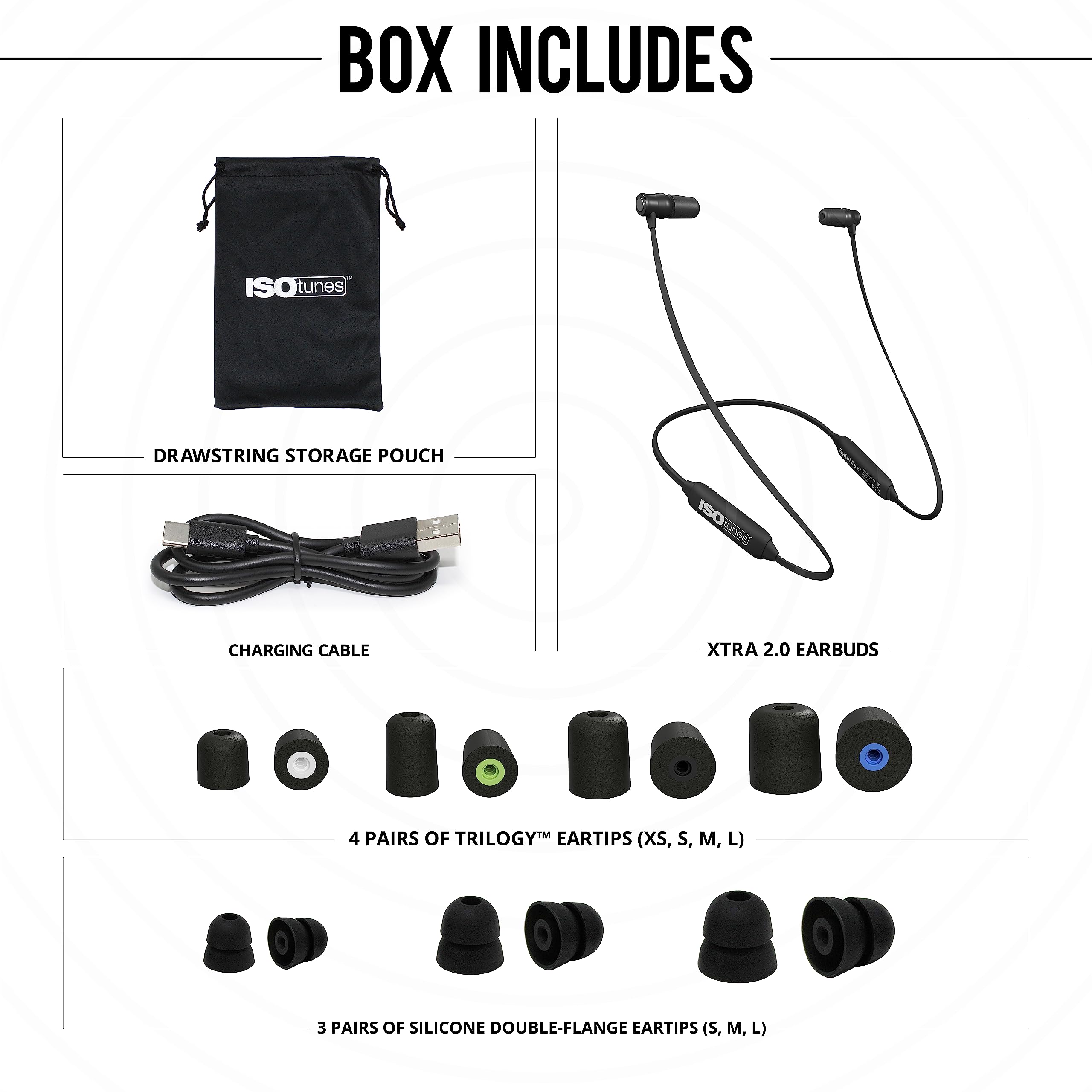 ISOtunes Xtra 2.0 Earplug Earbuds: OSHA Compliant Bluetooth Hearing Protection, 27 dB NRR Sound Isolation, 85 dB Volume Limit, U