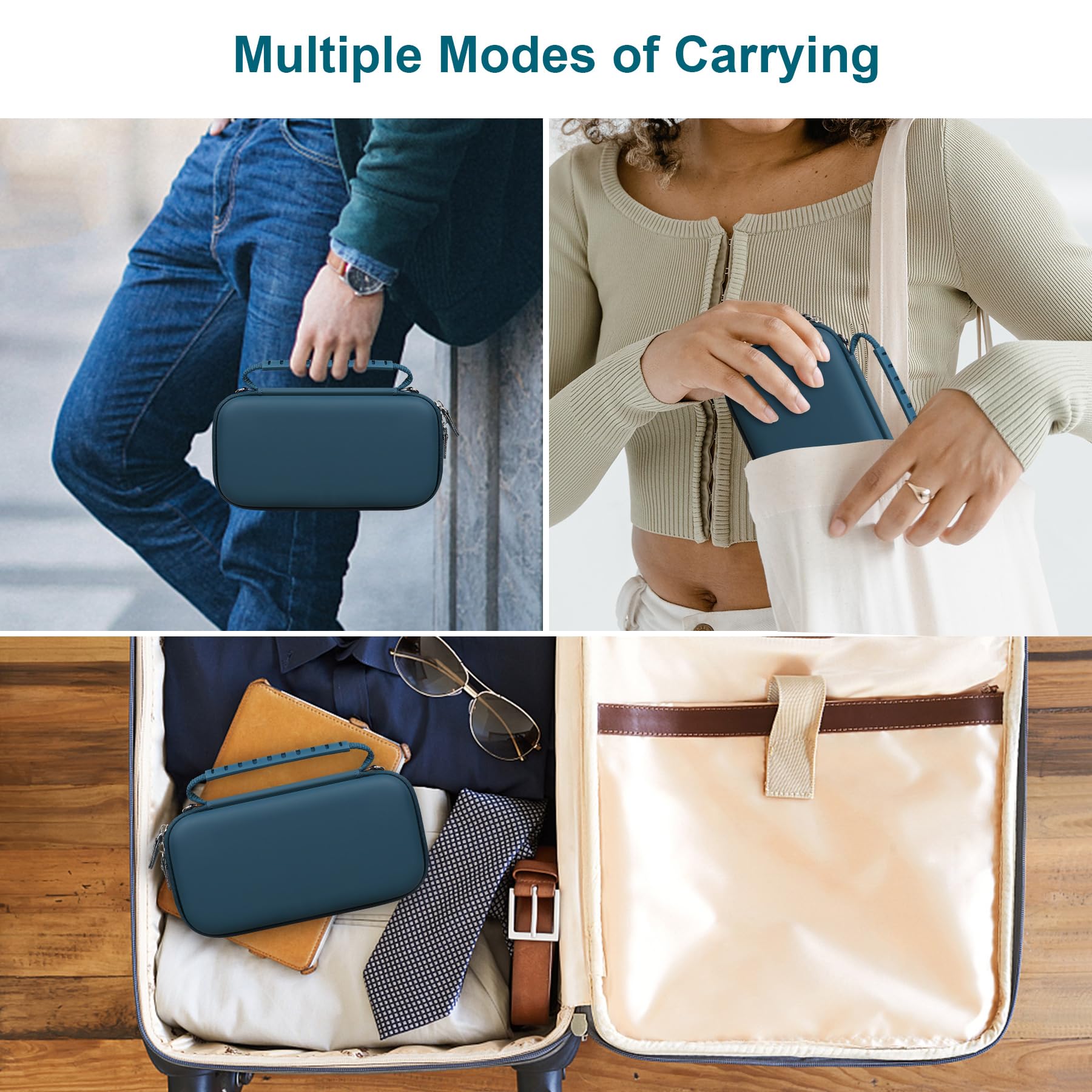 Canboc Carrying Case for Asthma Inhaler, Handheld Spacer for Adults and Kids, Masks, Hard Inhaler Box with Mesh Pocket fit Medic
