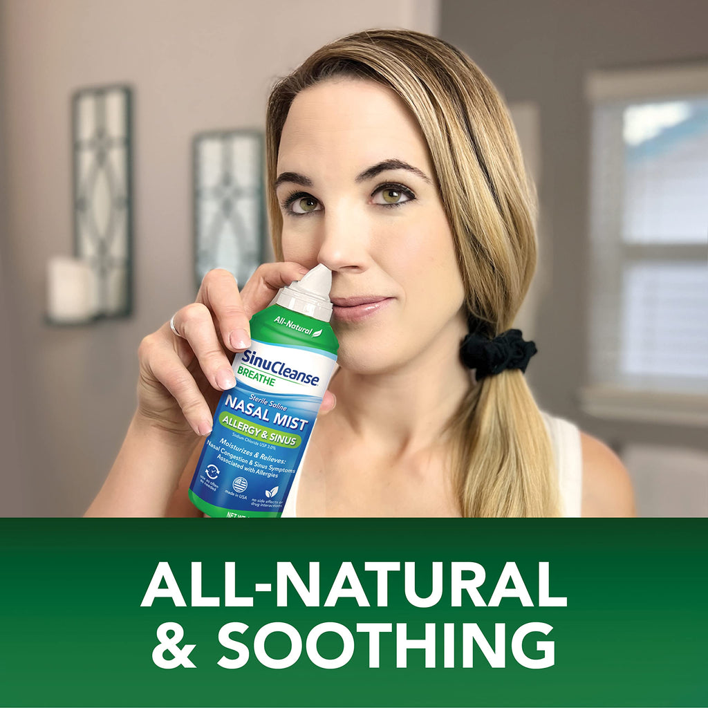 SinuCleanse Allergy & Sinus Sterile Saline Nasal Spray, Ultra Fine Mist, Instantly Moisturizes & Relieves Severe Nasal Congestio